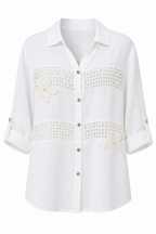 FLORAL CROCHET LINEN SHIRT