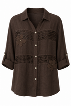 FLORAL CROCHET LINEN SHIRT