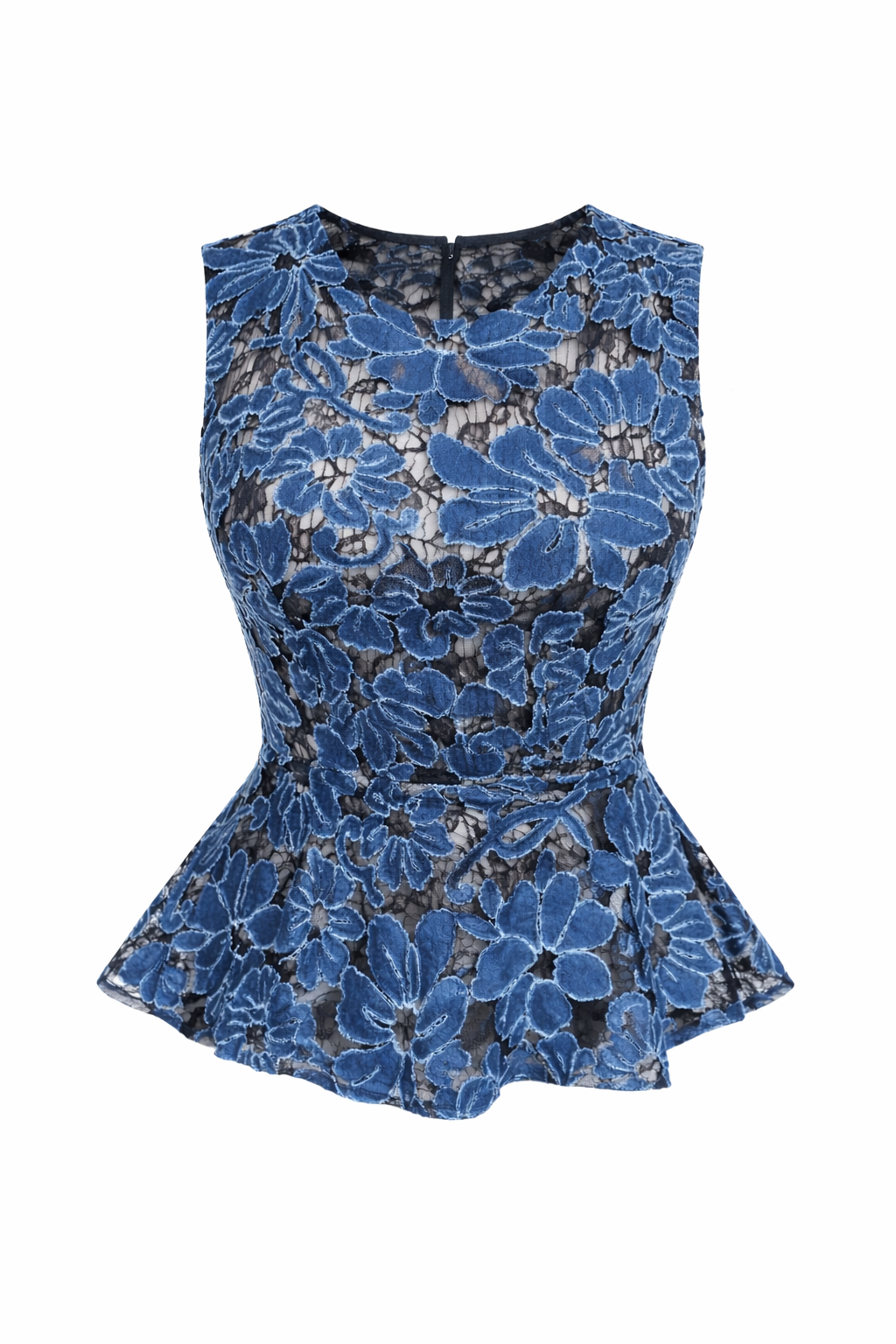 BLUE LACE PEPLUM TOP