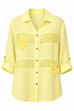 FLORAL CROCHET LINEN SHIRT