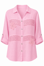 FLORAL CROCHET LINEN SHIRT