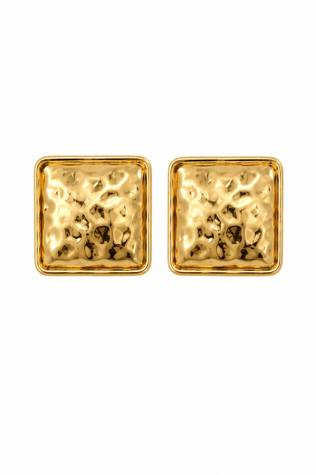 HAMMERED SQUARE STUD EARRINGS