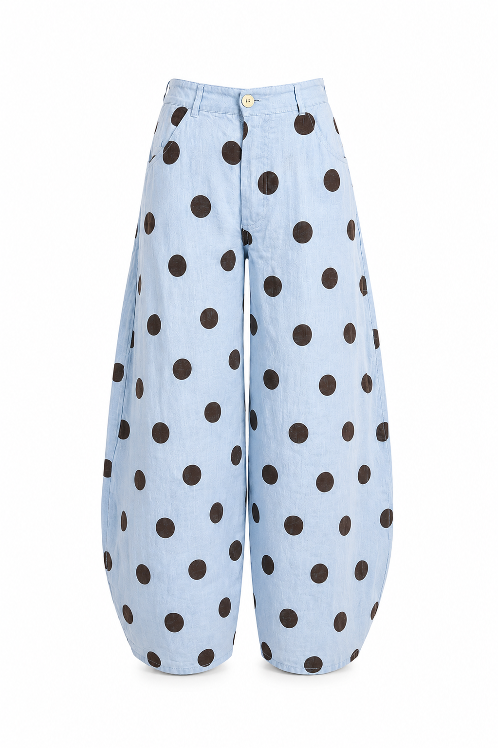 POLKA DOT LINEN BARREL PANTS