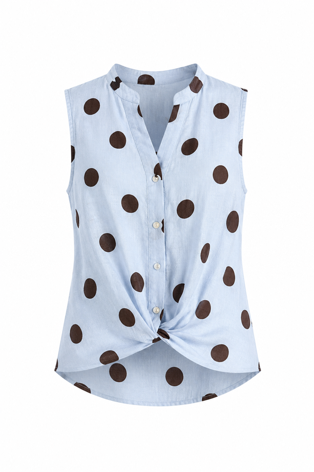 POLKA DOT LINEN KNOT TOP