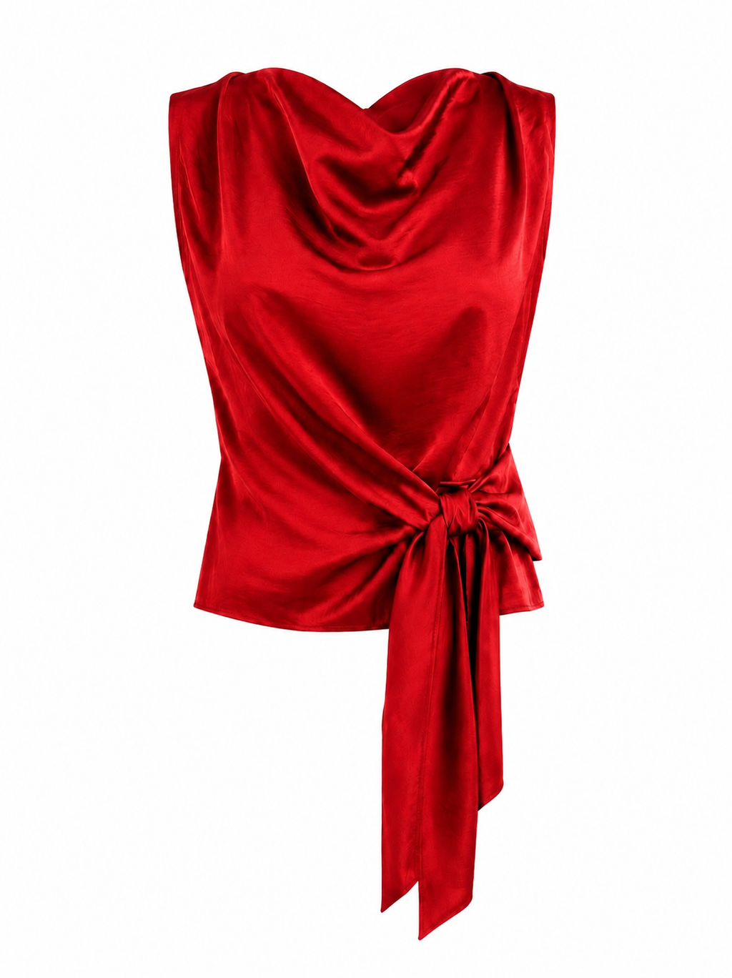 OLIVE SATIN DRAPE TOP