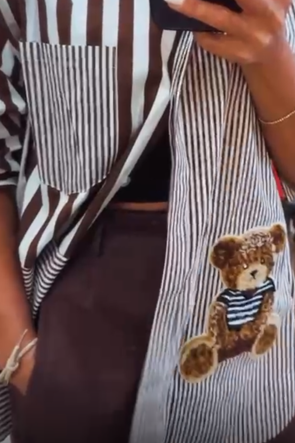 LINES W TEDDY BLOUSE SHIRT