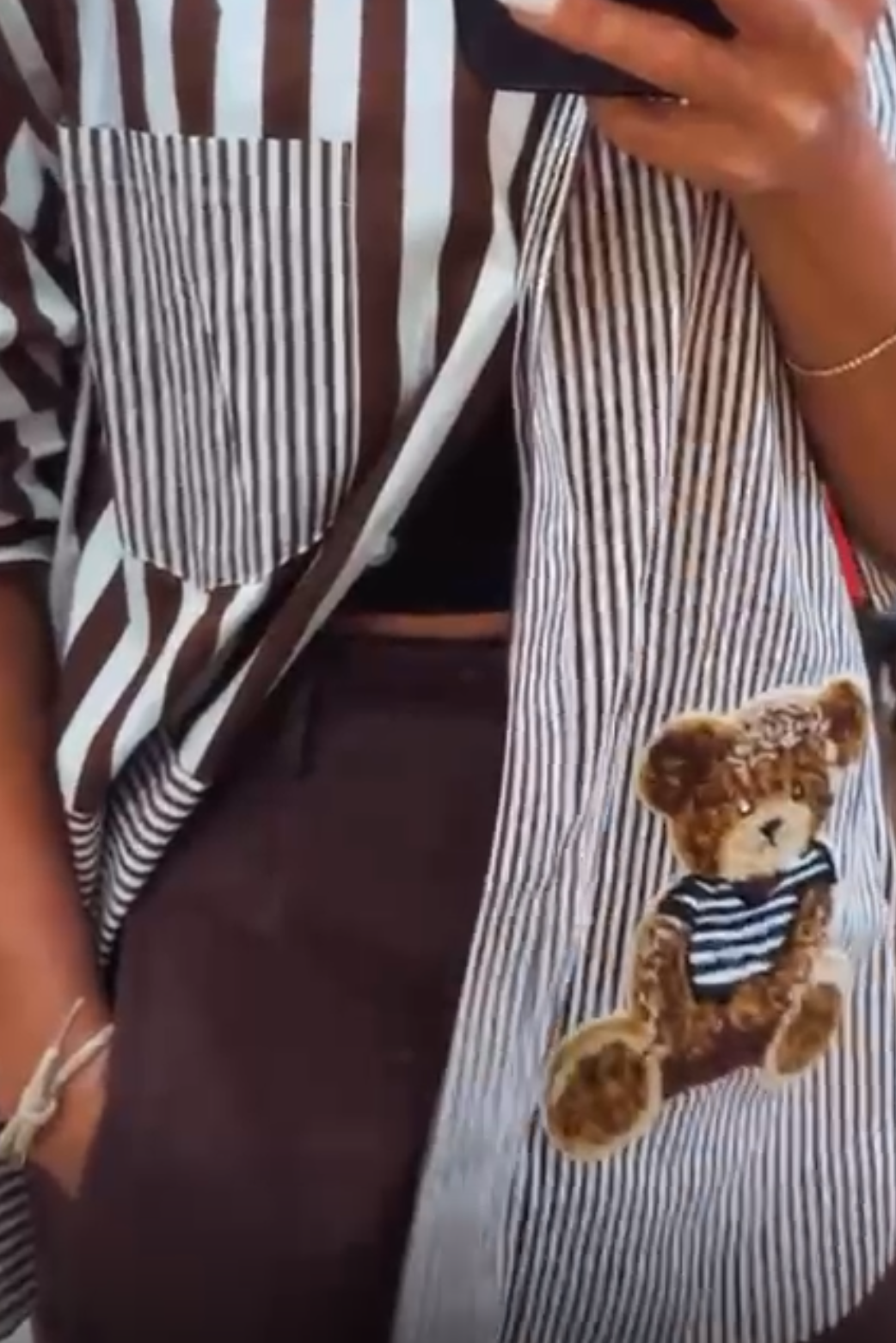 LINES W TEDDY BLOUSE SHIRT