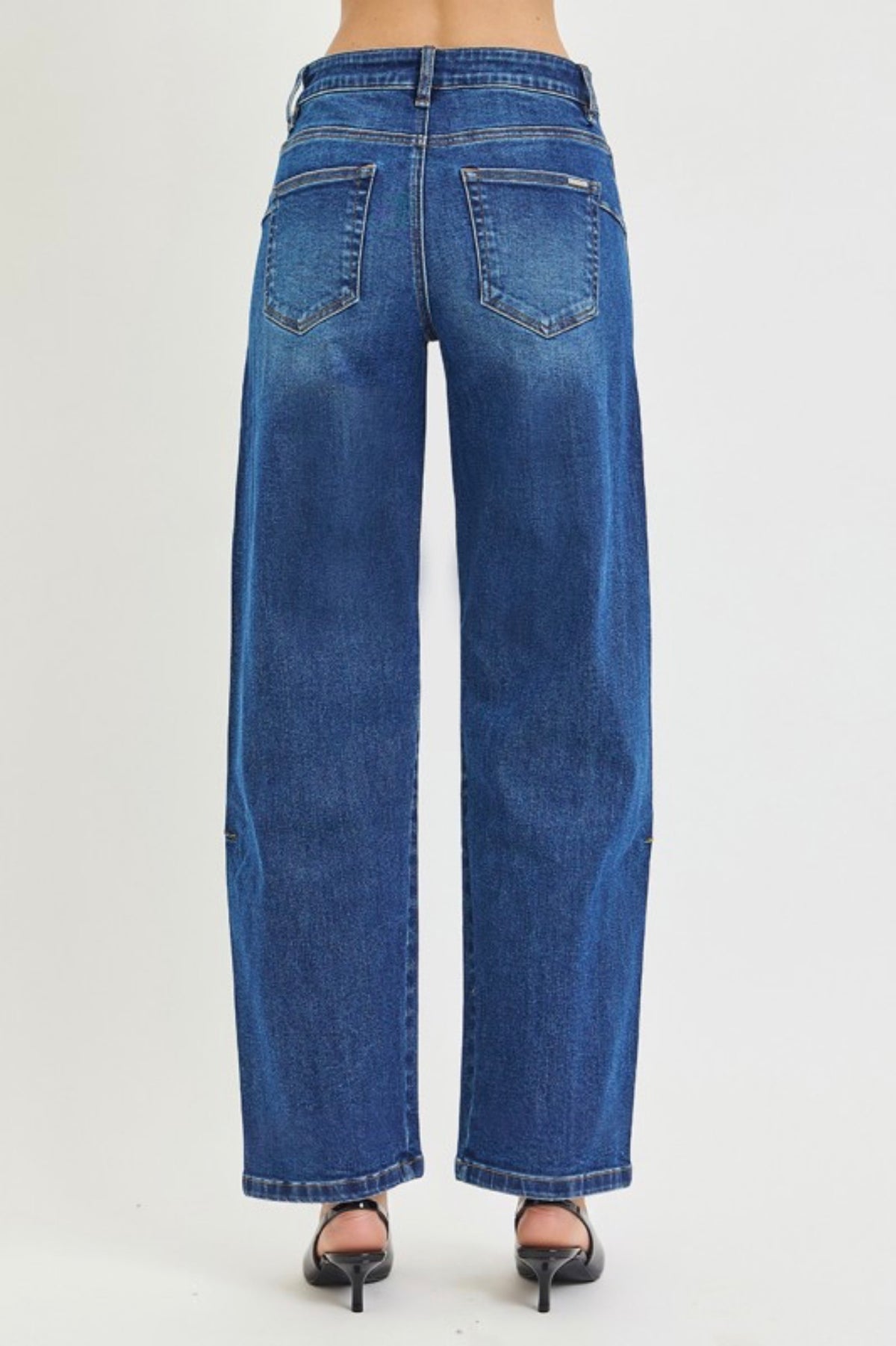 RISEN STRETCH DENIM JEANS