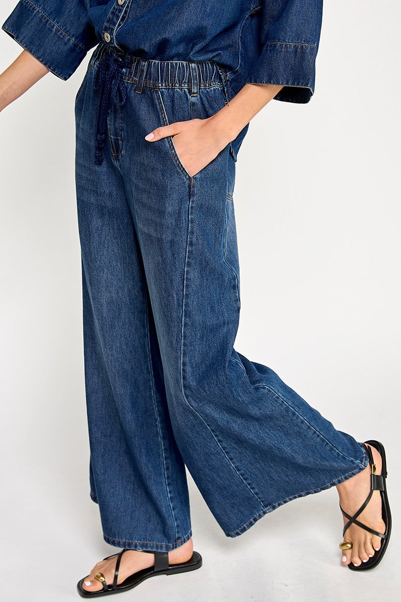 Drawstring Wide Denim Jean