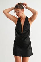 Satin Drape Halter Dress