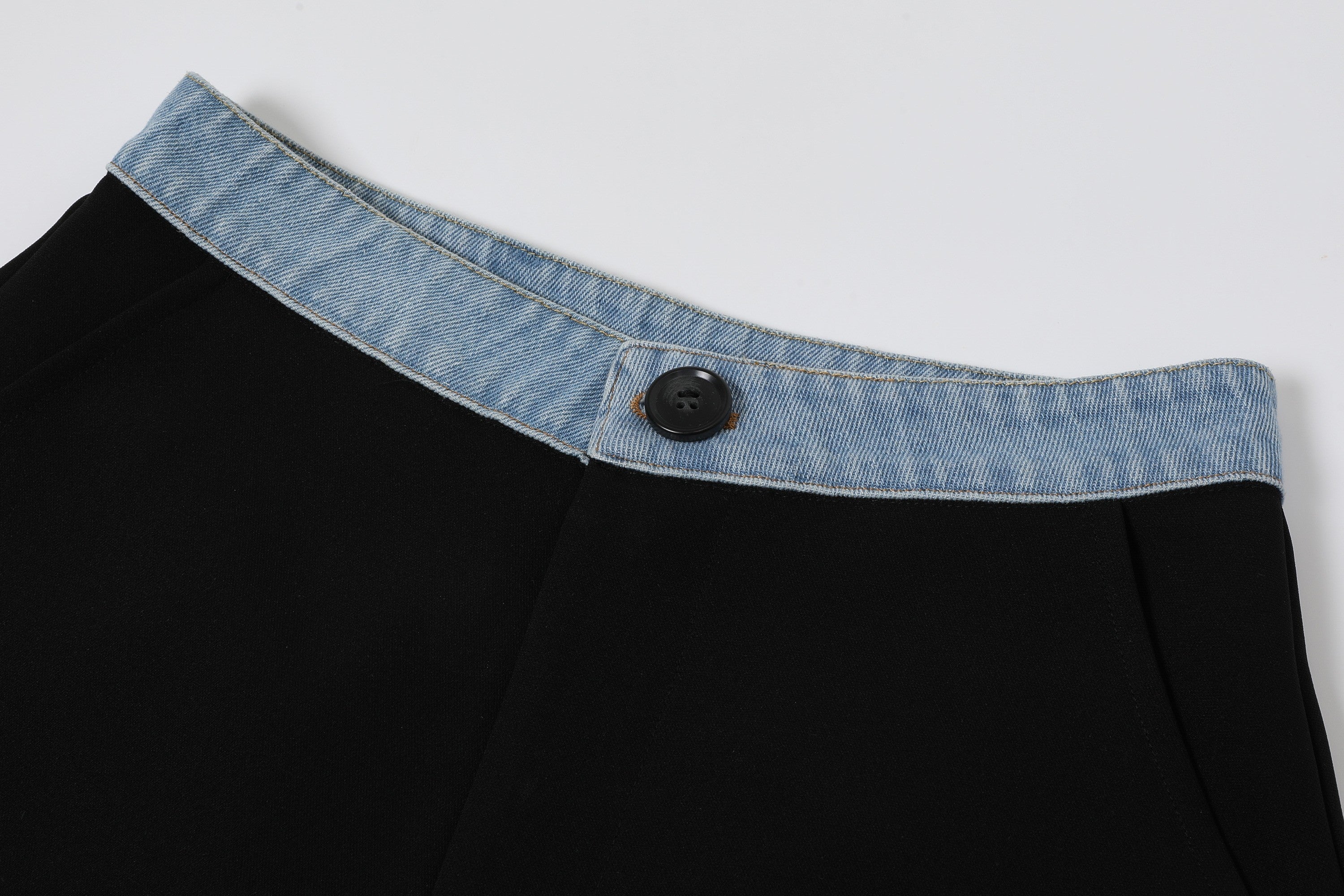 Denim Contrast Crop Blazer Two pieces Set