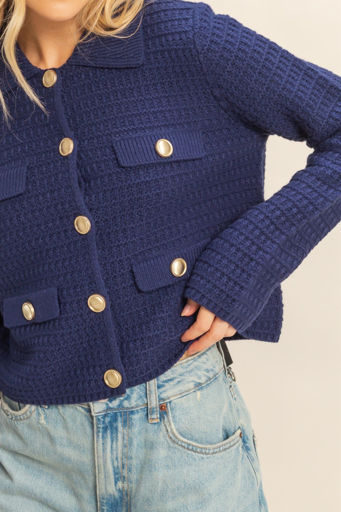 Textured Knit Sweater Jacket