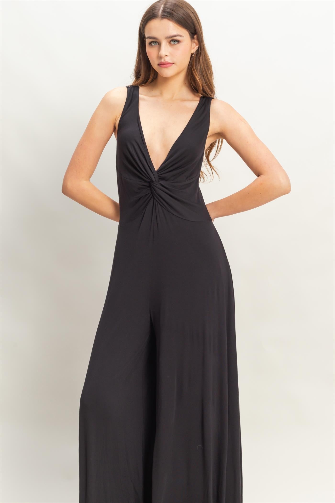 Bust Sleeveless Jersey Jumpsuit