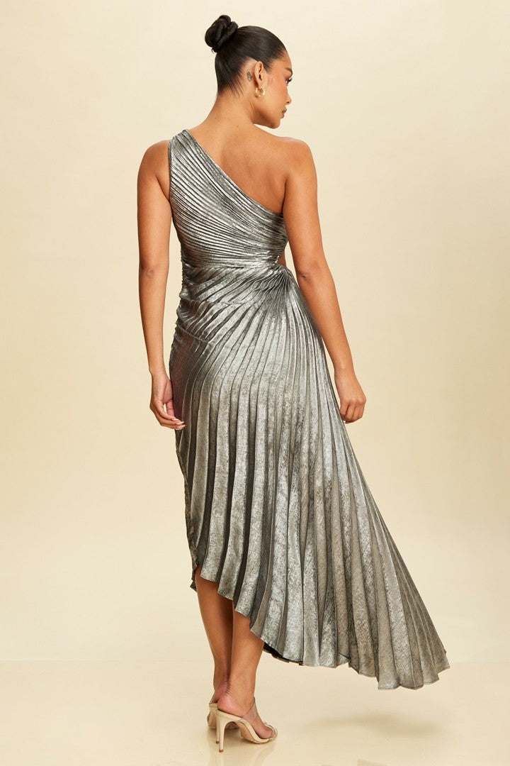 Metallic Pleated Dress