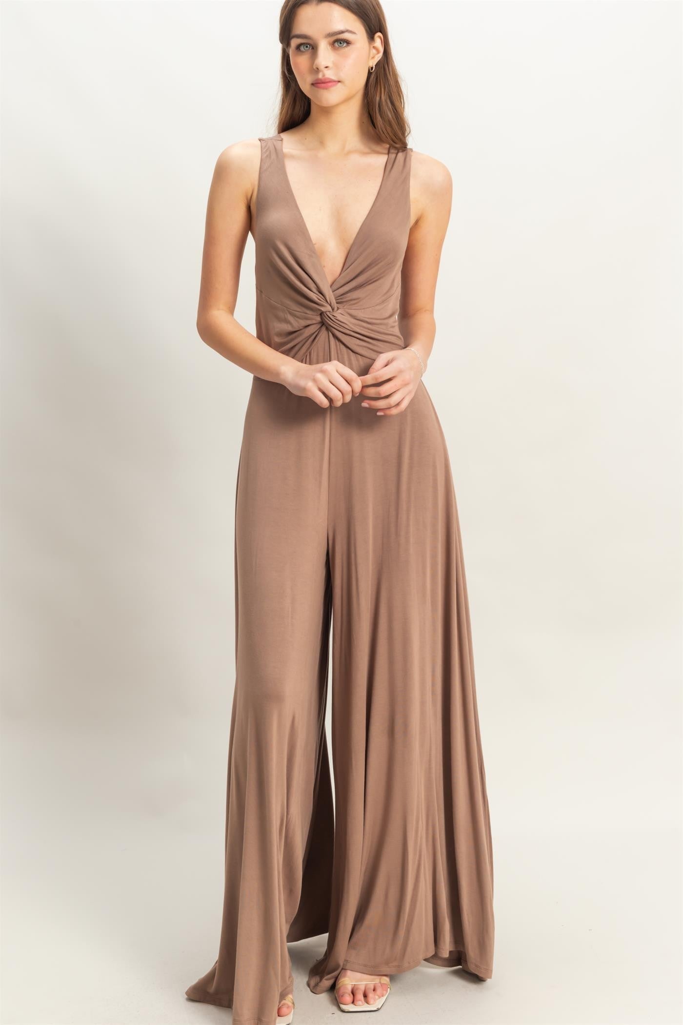 Bust Sleeveless Jersey Jumpsuit