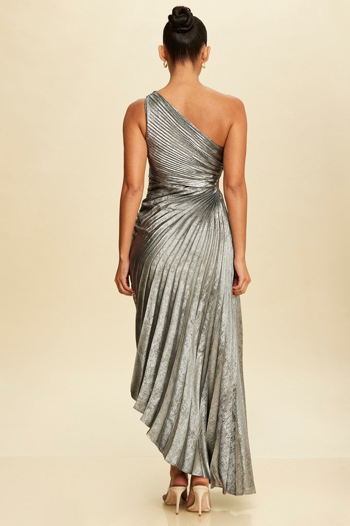 Metallic Pleated Dress