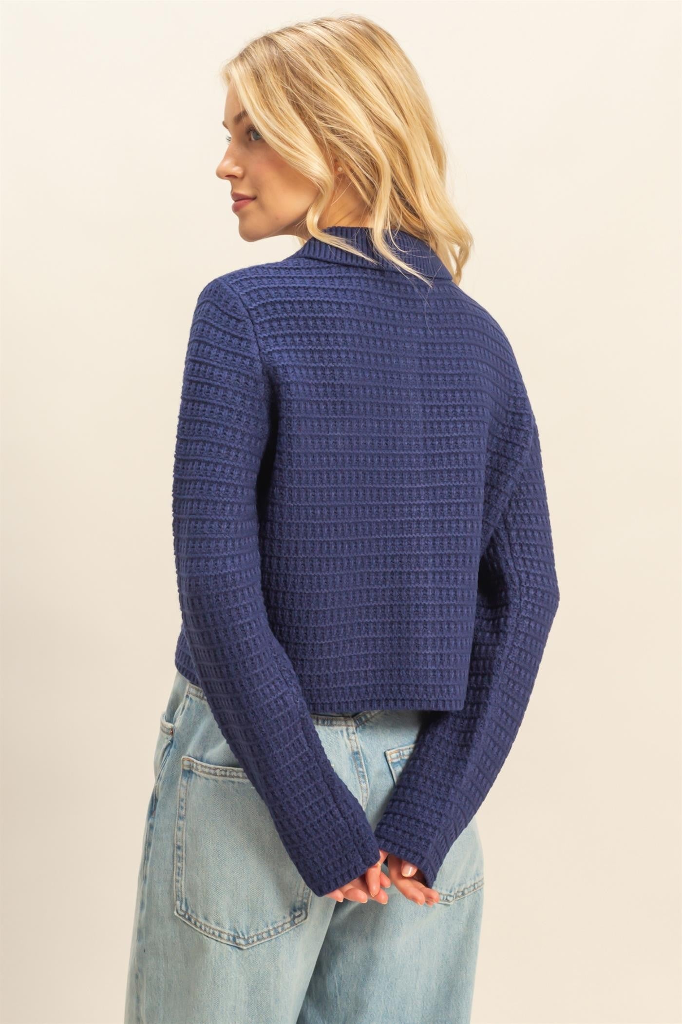 Textured Knit Sweater Jacket