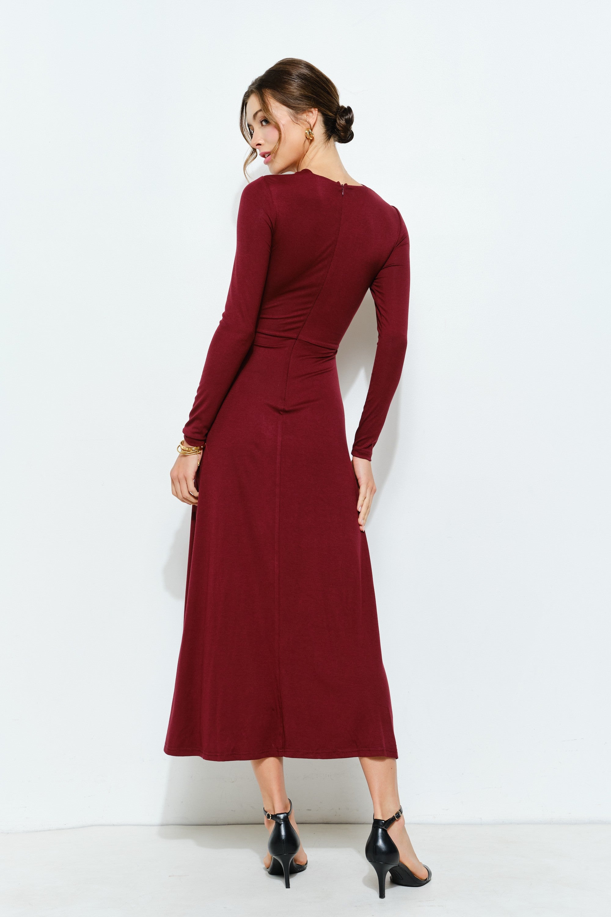 Twist Detail Gold Details Cutout Dress