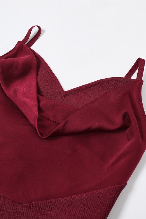 Bandage Cowl Neck Midi Dress