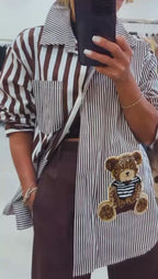 LINES W TEDDY BLOUSE SHIRT