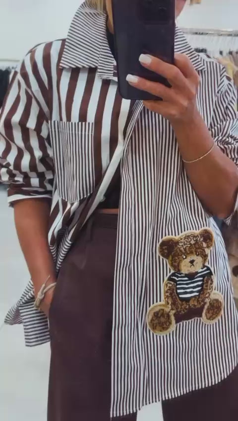 LINES W TEDDY BLOUSE SHIRT